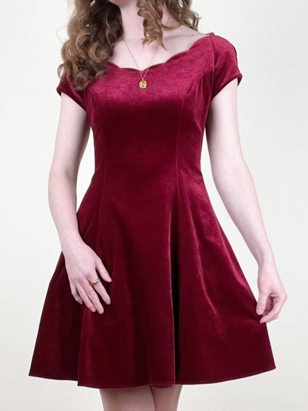 Vintage Velvet Fit & Flare Mini Dress Romantic Christmas Cocktail Holiday Party